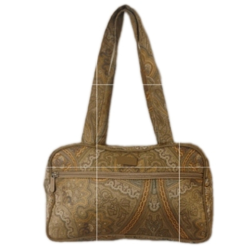 Authentic Etro Paisley Shoulder Bag Beige Gold Designer Boho Chic Handbag